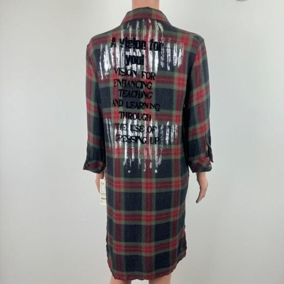 Women's NWT La Pateau Print and Plaid Shirt Dress Size Small Multi Color - Picture 3 of 10